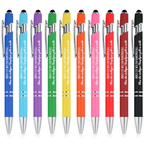 Clabby 20 Stück Abschied Geschenk Kollegen Kugelschreiber Arbeit Ist Wie Ein Banküberfall mit Touchpen Druckkugelschreiber Stifte mit Spruch für Ruhestand Mitarbeiter Büro Abschied (Bunte Farben) von Clabby
