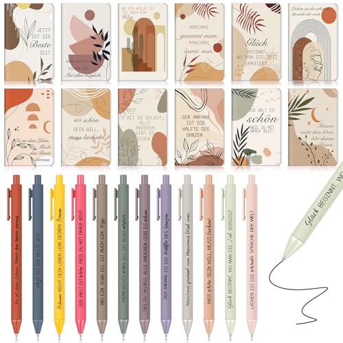 Clabby 24 Sets Inspirierende Geschenke für Kollegen Bunt Inspirierende Notizbücher Mini Taschennotizbuch Motivation Kugelschreiber Dankeschön Geschenke für Lehrer Abschied Weihnachten(Einfach) von Clabby