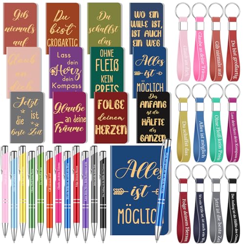 Clabby 36 Stück Inspirierendes Geschenkset Deutsch Inspirierende Notizblöcke mit Spruch 12.4 x 8cm Einziehbarer Kugelschreiber Silikon Schlüsselanhänger Farbtagebuch Notizbuch Schule Büro Partyzubehör Clabby 36 Stück Inspirierendes Geschenkset Deutsch Inspirierende Notizblöcke mit Spruch 12.4 x 8cm Einziehbarer Kugelschreiber Silikon Schlüsselanhänger Farbtagebuch Notizbuch Schule Büro Partyzubehör von Clabby
