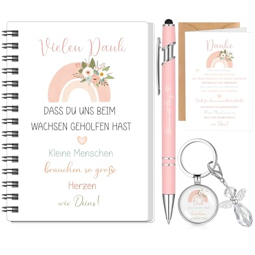 Clabby 5 Stück Dankeschön Geschenk für Erzieherin Lehrerin mit Herz-Coil Notizbuch Kugelschreiber Schlüsselanhänger Dankeskarte mit Umschlag Geschenk Lehrerin Abschied Abschlussfeier Lehrertag(1 Satz) Clabby 5 Stück Dankeschön Geschenk für Erzieherin Lehrerin mit Herz-Coil Notizbuch Kugelschreiber Schlüsselanhänger Dankeskarte mit Umschlag Geschenk Lehrerin Abschied Abschlussfeier Lehrertag(1 Satz) von Clabby