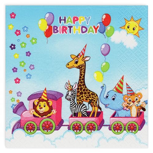 40 Servietten Zug zum Geburtstag, Lustige Papierservietten mit Tieren, Zoo, Löwe, Elefant, Giraffe, Tiger, Kindergeburtstag, Happy Birthday, Decoupage, Tischdeko, 33x33 cm 40 Servietten Zug zum Geburtstag, Lustige Papierservietten mit Tieren, Zoo, Löwe, Elefant, Giraffe, Tiger, Kindergeburtstag, Happy Birthday, Decoupage, Tischdeko, 33x33 cm von ClaireAN
