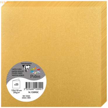 10 x Clairefontaine Doppelkarte Pollen 135x135mm 210g VE=25 Stück gold von Clairefontaine