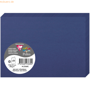 10 x Clairefontaine Doppelkarte Pollen C6 210g VE=25 Stück Königsblau 10 x Clairefontaine Doppelkarte Pollen C6 210g VE=25 Stück Königsblau von Clairefontaine