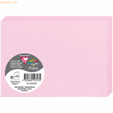 10 x Clairefontaine Doppelkarte Pollen C6 210g VE=25 Stück bonbonrosa 10 x Clairefontaine Doppelkarte Pollen C6 210g VE=25 Stück bonbonrosa von Clairefontaine