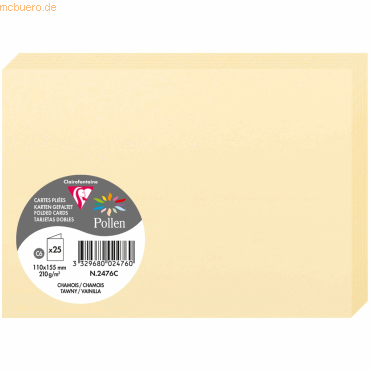 10 x Clairefontaine Doppelkarte Pollen C6 210g VE=25 Stück chamois 10 x Clairefontaine Doppelkarte Pollen C6 210g VE=25 Stück chamois von Clairefontaine