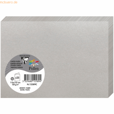 10 x Clairefontaine Doppelkarte Pollen C6 210g VE=25 Stück silber 10 x Clairefontaine Doppelkarte Pollen C6 210g VE=25 Stück silber von Clairefontaine