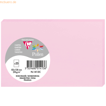 10 x Clairefontaine Karte Pollen 82x128mm 210g VE=25 Stück bonbonrosa 10 x Clairefontaine Karte Pollen 82x128mm 210g VE=25 Stück bonbonrosa von Clairefontaine