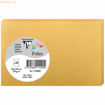 10 x Clairefontaine Karte Pollen 82x128mm 210g VE=25 Stück gold 10 x Clairefontaine Karte Pollen 82x128mm 210g VE=25 Stück gold von Clairefontaine