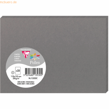 10 x Clairefontaine Karte Pollen C6 210g VE=25 Stück dunkelgrau 10 x Clairefontaine Karte Pollen C6 210g VE=25 Stück dunkelgrau von Clairefontaine