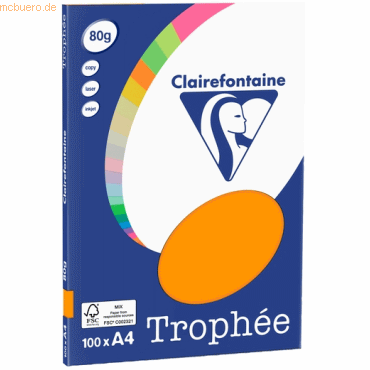 10 x Clairefontaine Kopierpapier Pollen A4 80g/qm VE=100 Blatt neon-or von Clairefontaine