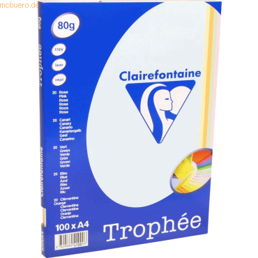 10 x Clairefontaine Kopierpapier Trophee A4 80g/qm 100 Blatt farbig so von Clairefontaine