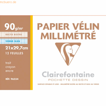 10 x Clairefontaine Millimeterpapier A4 weiß 90g/qm 12 Blatt von Clairefontaine