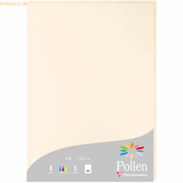 10 x Clairefontaine Papier A4 Pollen 160g 50 Blatt elfenbein von Clairefontaine