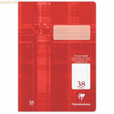 25 x Clairefontaine Schulheft A4 16 Blatt Lineatur 38 kariert perforie 25 x Clairefontaine Schulheft A4 16 Blatt Lineatur 38 kariert perforie von Clairefontaine