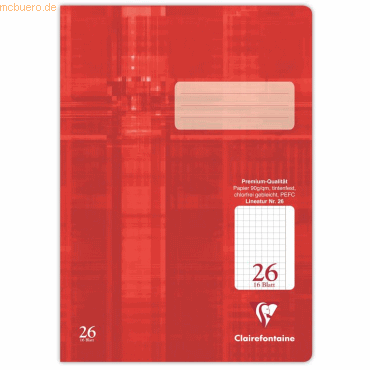 25 x Clairefontaine Schulheft A4 32 Blatt Lineatur 26 kariert 5/5mm mi 25 x Clairefontaine Schulheft A4 32 Blatt Lineatur 26 kariert 5/5mm mi von Clairefontaine