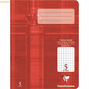 25 x Clairefontaine Schulheft A5 Lineatur 5 16 Blatt rot 25 x Clairefontaine Schulheft A5 Lineatur 5 16 Blatt rot von Clairefontaine