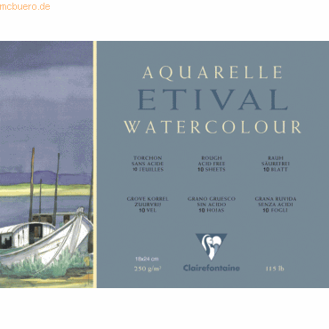 4 x Clairefontaine Aquarellblock 18x24cm 300g rau 4 x Clairefontaine Aquarellblock 18x24cm 300g rau von Clairefontaine