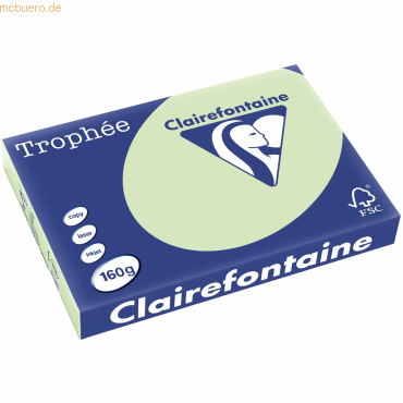 4 x Clairefontaine Kopierpapier Trophee A3 160g/qm VE=250 Blatt apfelg von Clairefontaine