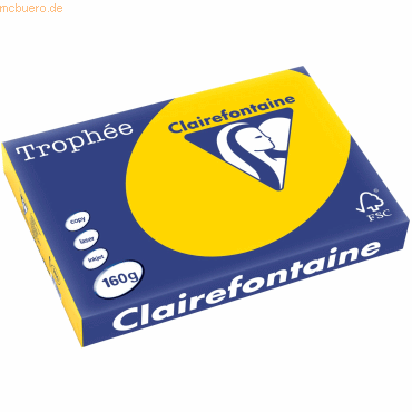4 x Clairefontaine Kopierpapier Trophee A3 160g/qm VE=250 Blatt goldge von Clairefontaine