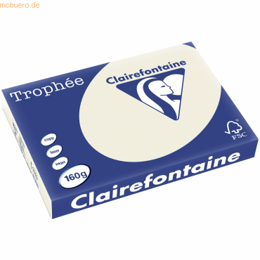 4 x Clairefontaine Kopierpapier Trophee A3 160g/qm VE=250 Blatt perlgr von Clairefontaine