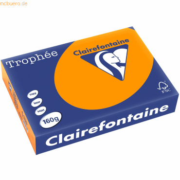 4 x Clairefontaine Kopierpapier Trophee A4 160g/qm VE=250 Blatt orange von Clairefontaine
