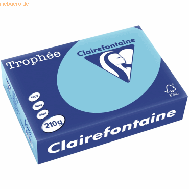 4 x Clairefontaine Kopierpapier Trophee A4 210g/qm VE=250 Blatt blau von Clairefontaine