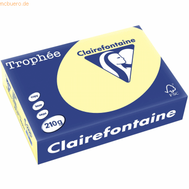 4 x Clairefontaine Kopierpapier Trophee A4 210g/qm VE=250 Blatt gelb von Clairefontaine