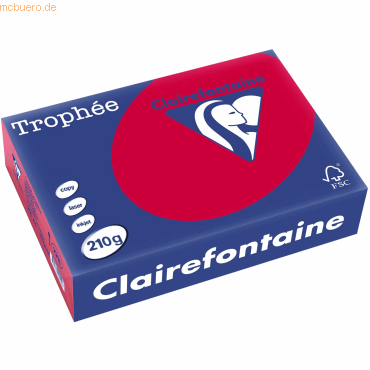 4 x Clairefontaine Kopierpapier Trophee A4 210g/qm VE=250 Blatt kirsch von Clairefontaine