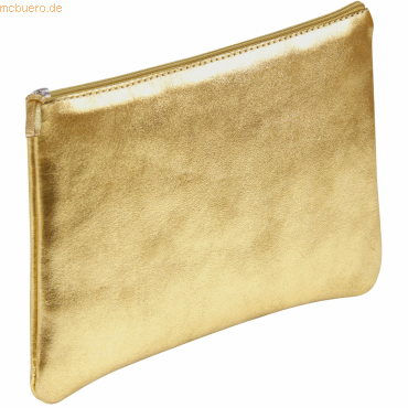 4 x Clairefontaine Schlampermäppchen Leder flach 22x11cm golden von Clairefontaine