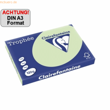 5 x Clairefontaine Kopierpapier Trophee A3 120g/qm VE=250 Blatt apfelg 5 x Clairefontaine Kopierpapier Trophee A3 120g/qm VE=250 Blatt apfelg von Clairefontaine