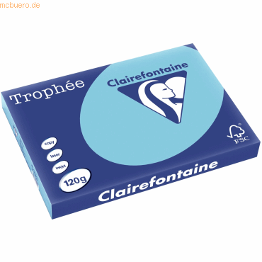 5 x Clairefontaine Kopierpapier Trophee A3 120g/qm VE=250 Blatt blau von Clairefontaine