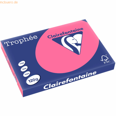 5 x Clairefontaine Kopierpapier Trophee A3 120g/qm VE=250 Blatt eosin von Clairefontaine