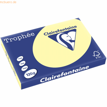 5 x Clairefontaine Kopierpapier Trophee A3 120g/qm VE=250 Blatt kanari von Clairefontaine