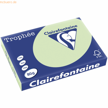 5 x Clairefontaine Kopierpapier Trophee A3 80g/qm VE=500 Blatt apfelgr von Clairefontaine