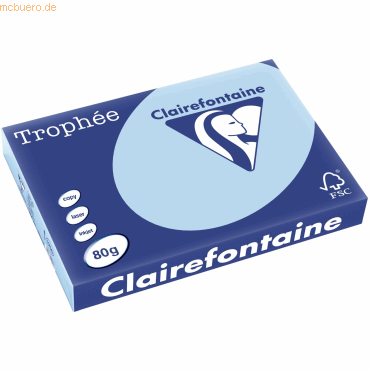 5 x Clairefontaine Kopierpapier Trophee A3 80g/qm VE=500 Blatt eisblau von Clairefontaine