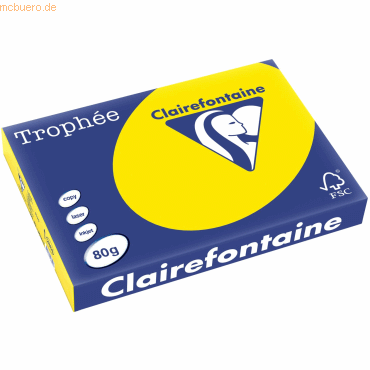 5 x Clairefontaine Kopierpapier Trophee A3 80g/qm VE=500 Blatt fluo ge von Clairefontaine