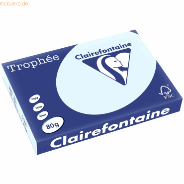 5 x Clairefontaine Kopierpapier Trophee A3 80g/qm VE=500 Blatt hellbla von Clairefontaine