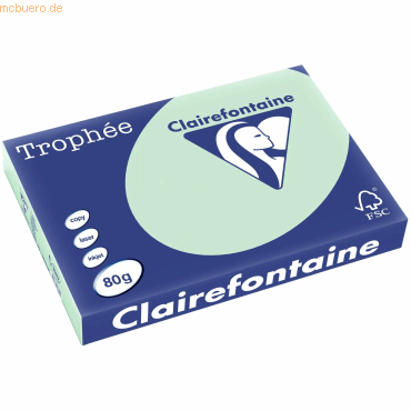 5 x Clairefontaine Kopierpapier Trophee A3 80g/qm VE=500 Blatt hellgrü 5 x Clairefontaine Kopierpapier Trophee A3 80g/qm VE=500 Blatt hellgrü von Clairefontaine