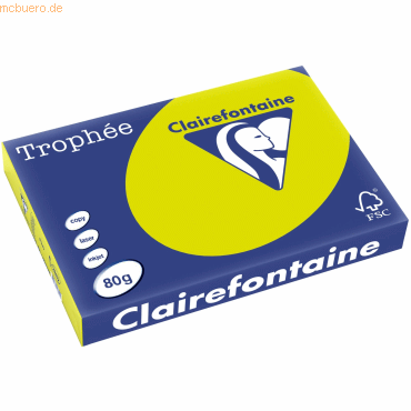 5 x Clairefontaine Kopierpapier Trophee A3 80g/qm VE=500 Blatt leuchte von Clairefontaine