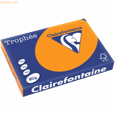 5 x Clairefontaine Kopierpapier Trophee A3 80g/qm VE=500 Blatt neonora von Clairefontaine