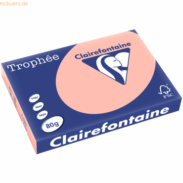 5 x Clairefontaine Kopierpapier Trophee A3 80g/qm VE=500 Blatt pfirsic von Clairefontaine