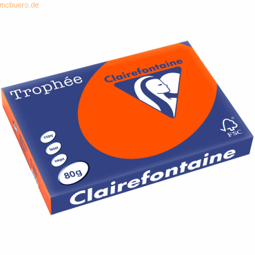 5 x Clairefontaine Kopierpapier Trophee A3 80g/qm VE=500 Blatt ziegelr von Clairefontaine
