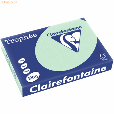 5 x Clairefontaine Kopierpapier Trophee A4 120g/qm VE=250 Blatt hellgr von Clairefontaine