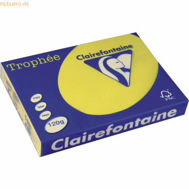 5 x Clairefontaine Kopierpapier Trophee A4 120g/qm VE=250 Blatt sonne/ von Clairefontaine