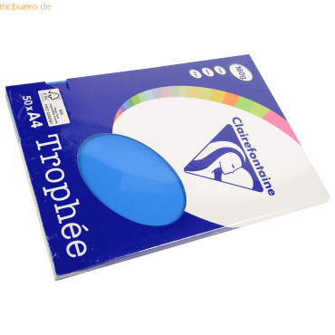 Clairefontaine Kopierpapier Trophee A4 160g/qm VE=50 Blatt karibik-bla von Clairefontaine