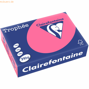 5 x Clairefontaine Kopierpapier Trophee A4 210g/qm VE=250 Blatt eosin von Clairefontaine