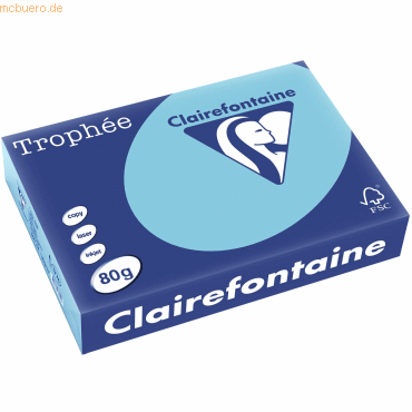 5 x Clairefontaine Kopierpapier Trophee A4 80g/qm VE=500 Blatt blau von Clairefontaine