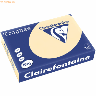 5 x Clairefontaine Kopierpapier Trophee A4 80g/qm VE=500 Blatt chamois von Clairefontaine