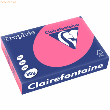 5 x Clairefontaine Kopierpapier Trophee A4 80g/qm VE=500 Blatt eosin von Clairefontaine