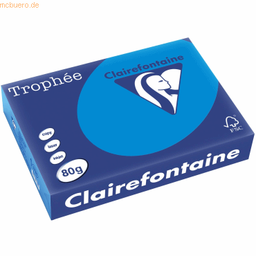 5 x Clairefontaine Kopierpapier Trophee A4 80g/qm VE=500 Blatt karibik von Clairefontaine